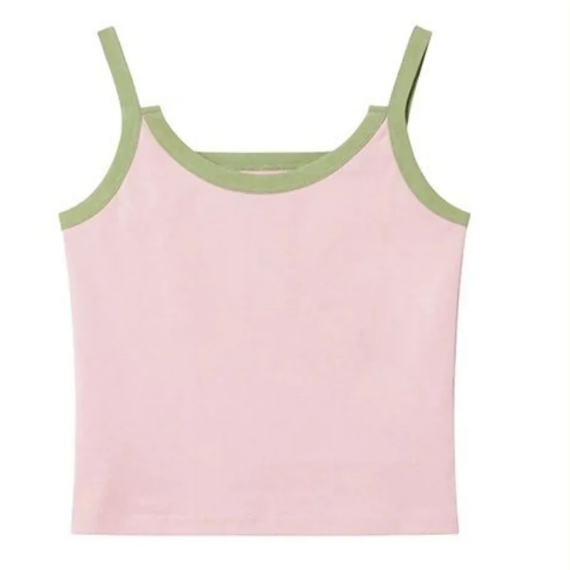 2025 Spring Summer New Women's Sweet Pink Sling Shirts Mini Skirts 1 or 3 Piece Set Lady Fashion Blouse Vest Skirt Outfits