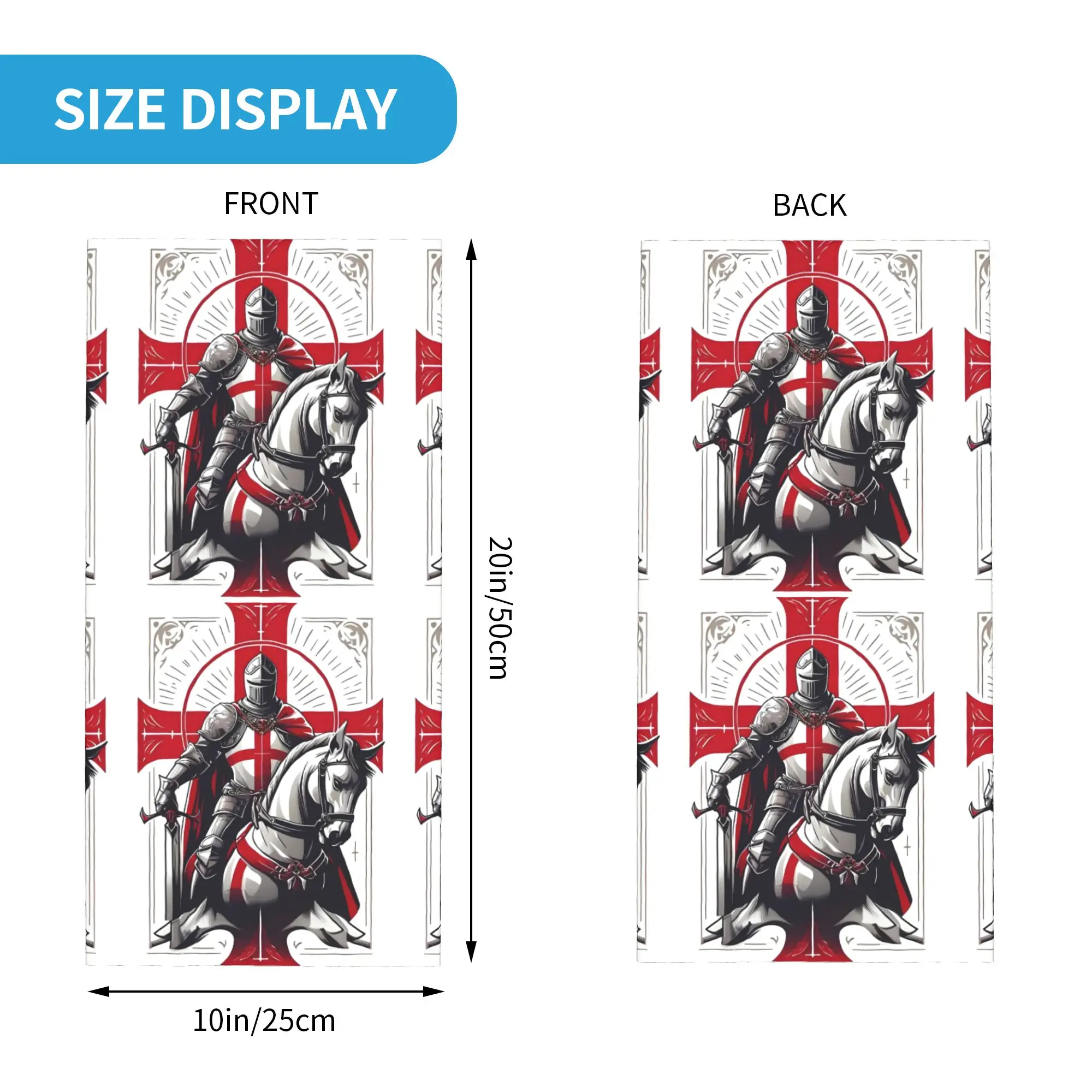 Custom Knights Templar Bandana Neck Warmer Women Men Winter Ski Hiking Scarf Gaiter Cross In Marble Face Cover