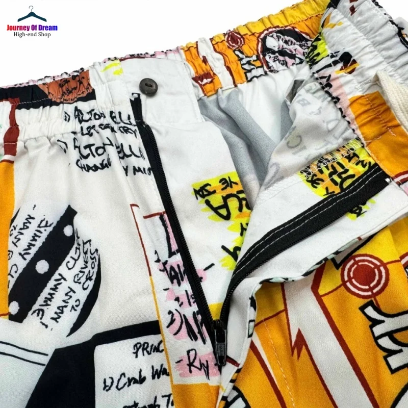 WACKO MARIA Japanese Letters Full Print Casual Shorts High quality 1:1 Summer Mens Womens Drawstring Loose Brand Short Sleeve