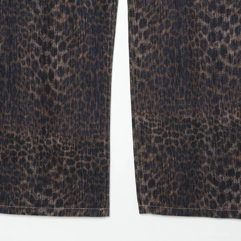 HXAO Baggy-Hose mit Tiermuster, Damenjeans, Herbst 2026, Vintage, hohe Taille, lockere, weite Beine, Denim-Fasshose, Streetwear-Hose – Detail 10