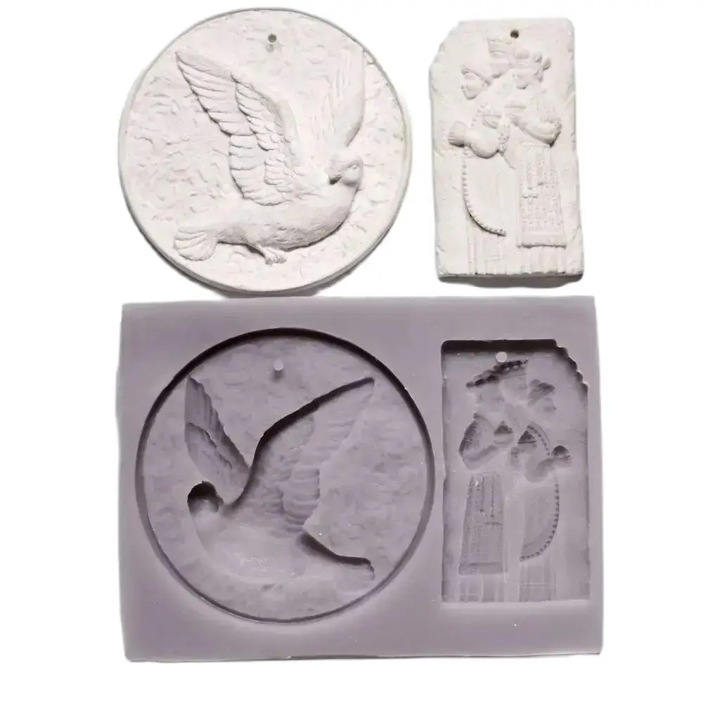 New Relief Figures & Pigeons Silicone Fondant Mold Chocolate Craft Cake Sugarcraft Baking Mould DIY Polymer Resin Pendant Tools