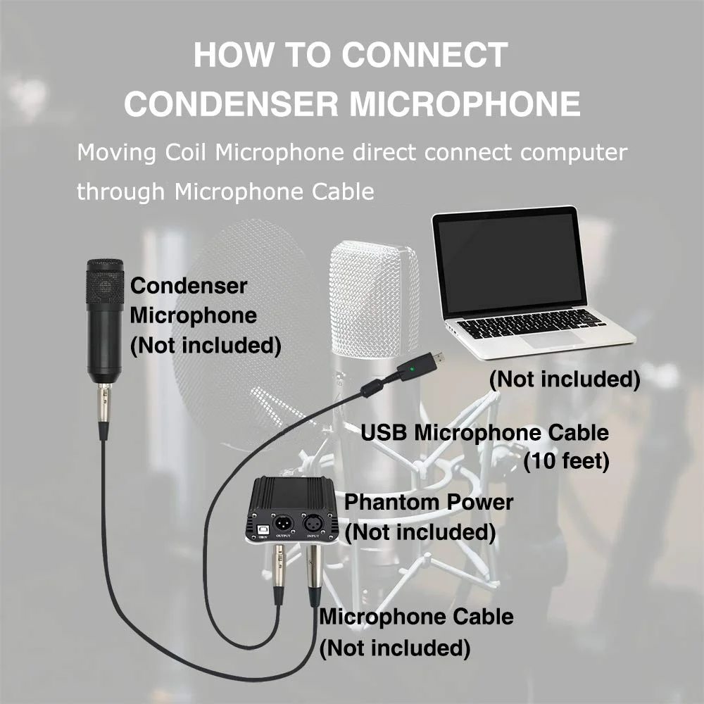 USB Microphone Cable USB Male to XLR Female Mic Link Converter Adapter Studio Audio Cable for Karaoke Microphones or Recording