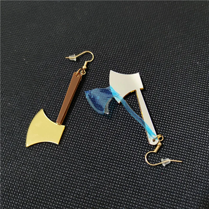 KUGUYS Cool Axe Drop Dangle Earrings for Women Gold Silver Color Mirror Acrylic Fashion Jewelry Punk Accessories