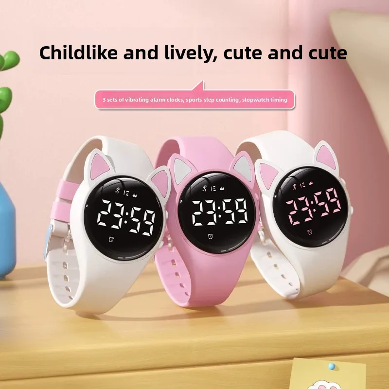 LEDDigital SilentVibration AlarmSmart WatchGirls SportFitness OutdoorRunning ClimbingTimer PedometerWaterproof Simple Wrist Band