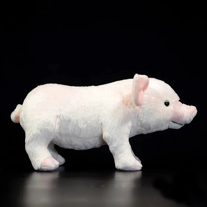 Peluche de cerdo doméstico realista para niños, 18cm de alto, Animal de granja suave, muñeco de peluche rosa, regalos de cumpleaños