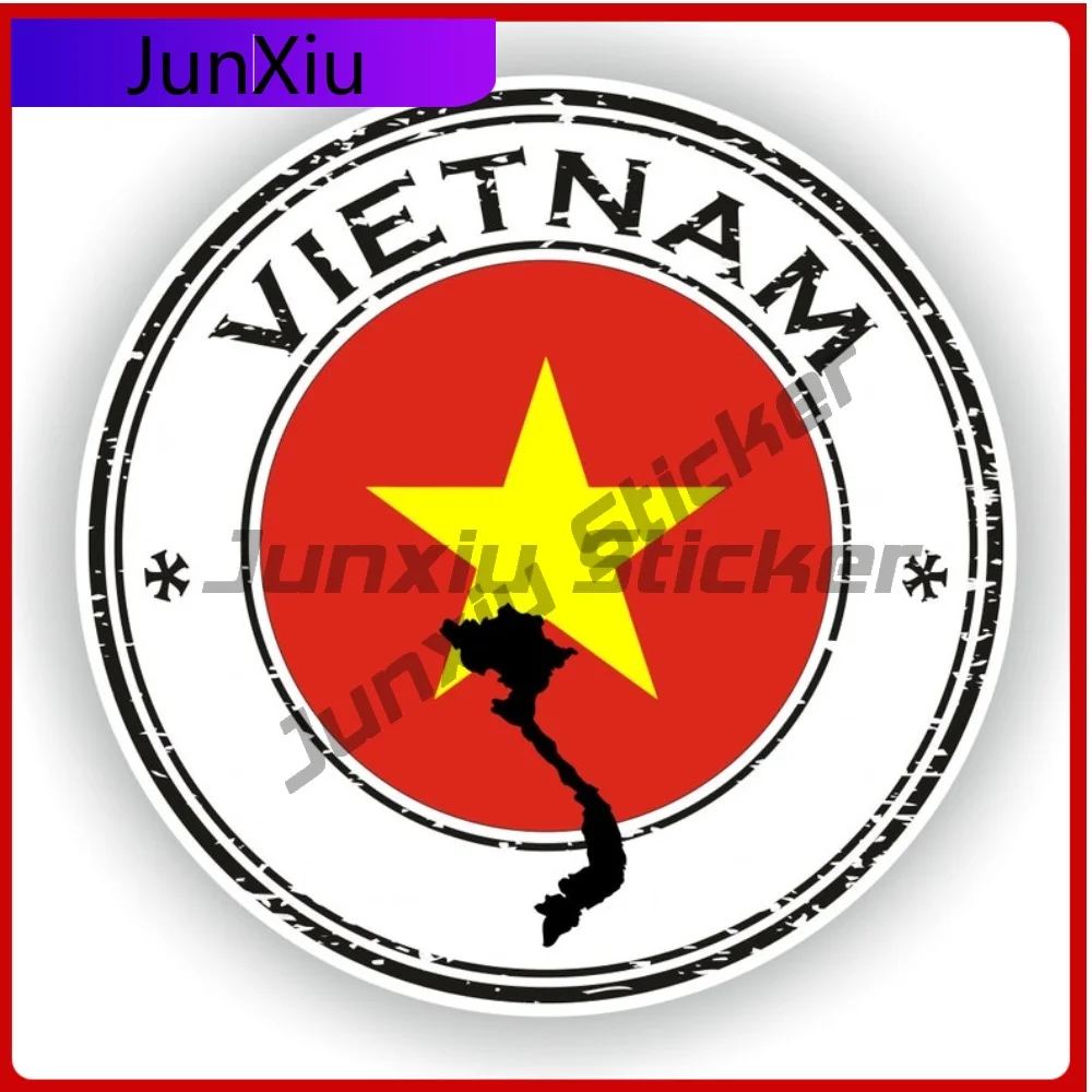 

Vietnam Seal Sticker Round Flag Cool Vinyl Decal Waterproof Car Decor for Body SUV Motocross Windshield Guitar