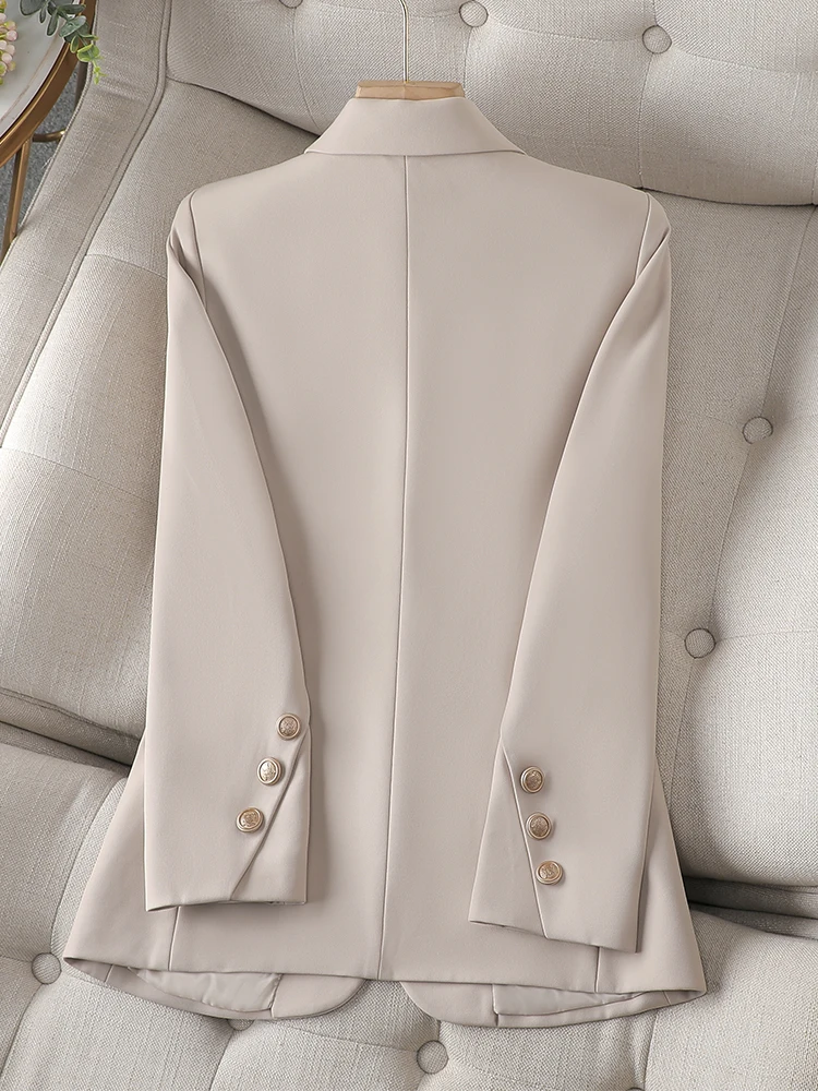 Blazers Women Ladies Autumn Winter Outwear Formal Blazer Beige Female Long Sleeve Single Breasted Solid Work Wear Jacket Coat