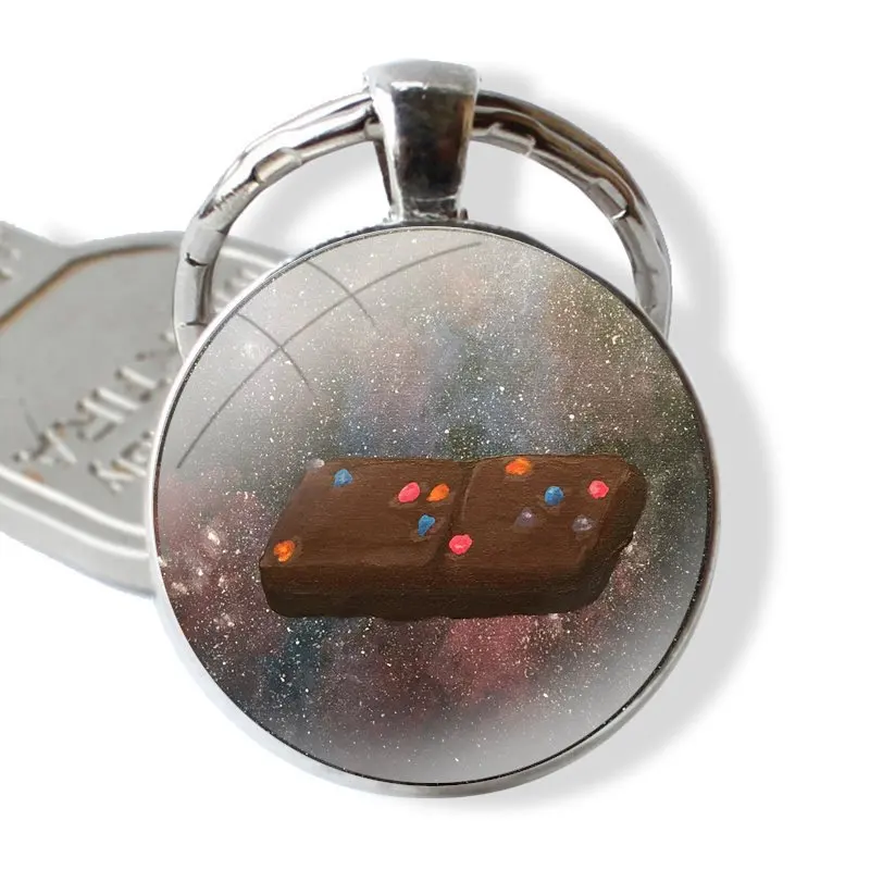 Cosmic Brownie Floating In The Sky Keychain Handmade Glass Cabochon Key Ring Holder Pendant Key Chains