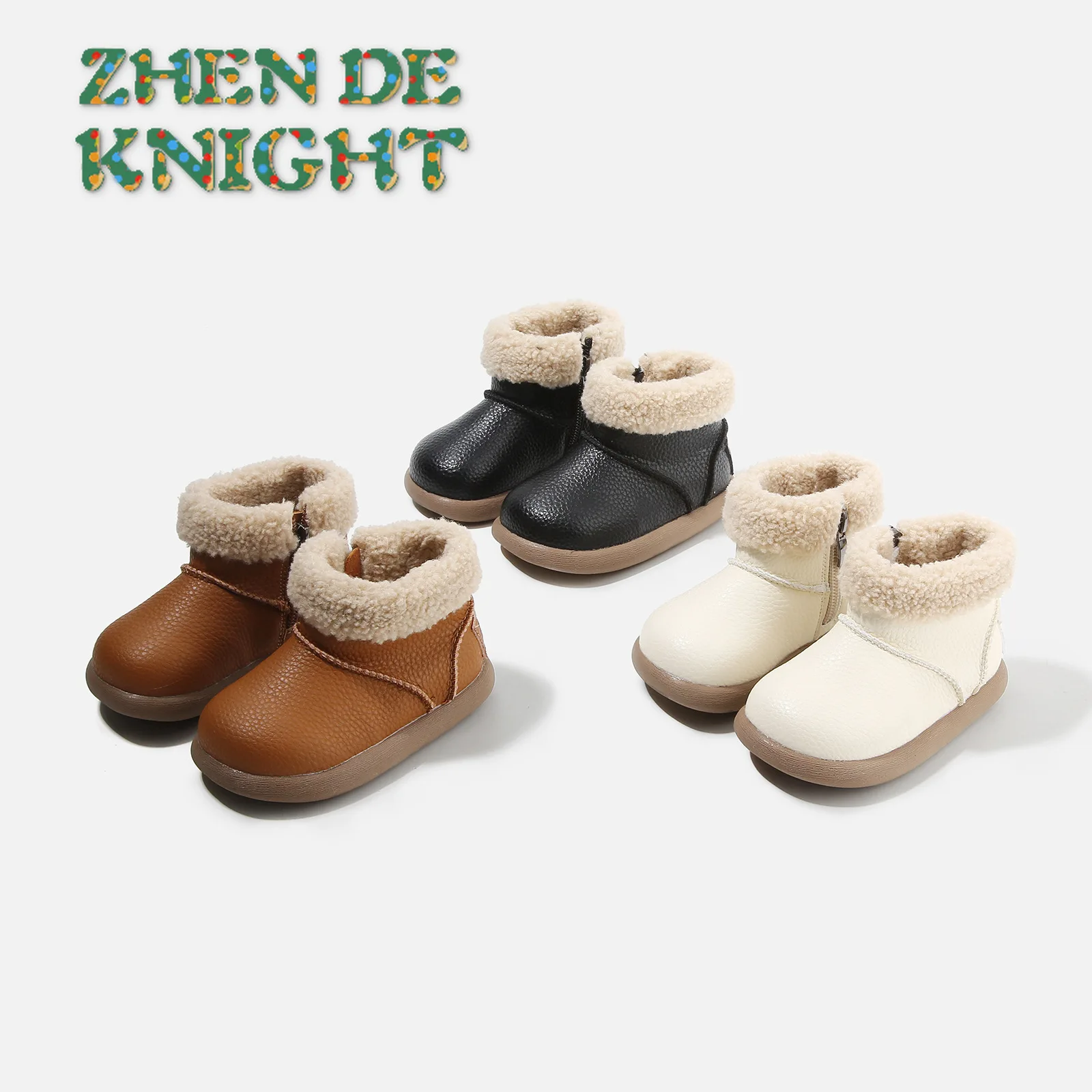 

Зимние зимние сапоги для маленьких девочек и мальчиков, непромокаемые противоскользящие теплые кожаные короткие сапоги на флисовой подкладке, детская прогулочная обувь