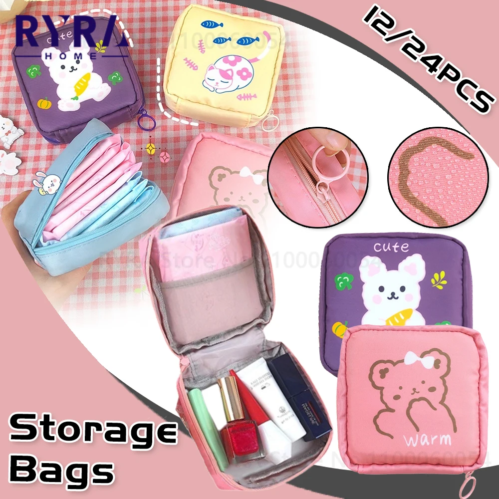 Cute Bear Sanitary Pads Pouch Tampon Napkin Storage Bag Coin Purse Bag Travel Makeup Lipstick Lovely Data Cables Organizer Bag