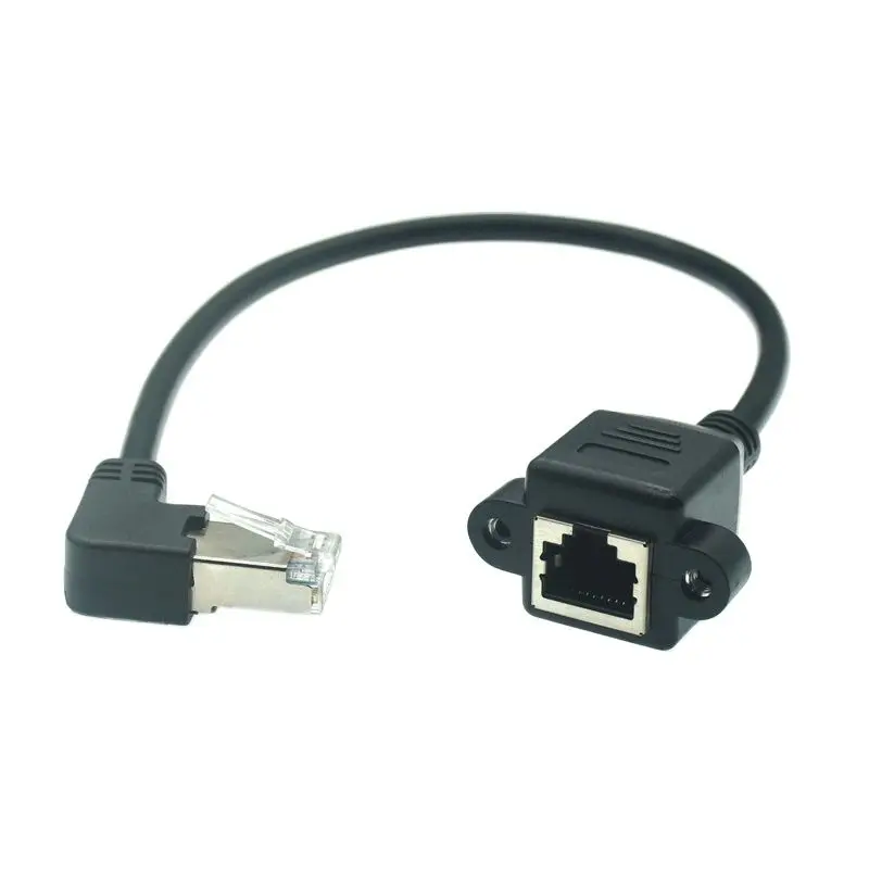 RJ45 Male to Female 90 Degree Angle Cord Plugs Ethernet 8P8C LAN Extension Cable Security Camera Wire Reach