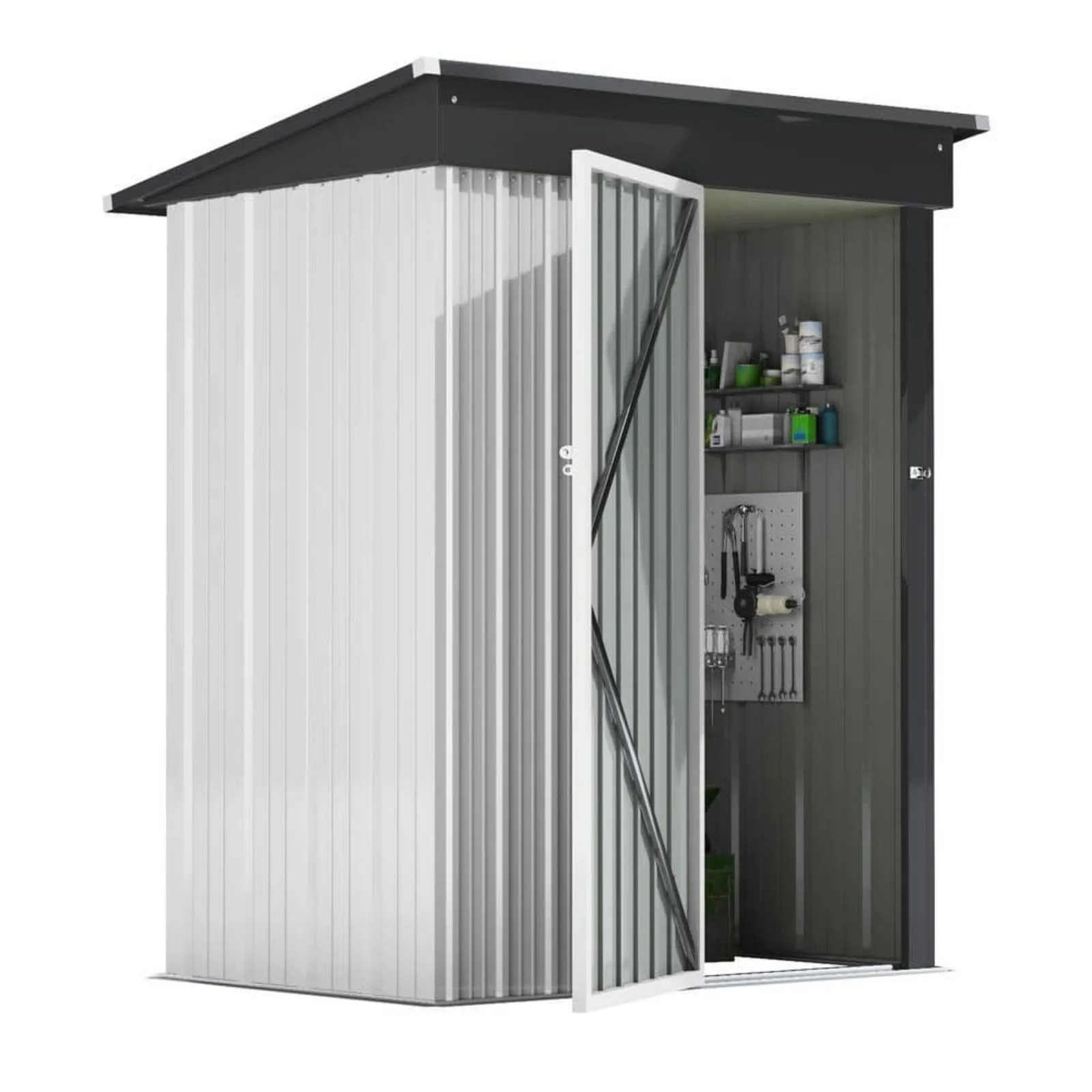 

US 5 ft. W x 3 ft. D Outdoor Storage Metal Shed Utility Patio Shed for Garden and Backyard 15 sq. ft. in Gray