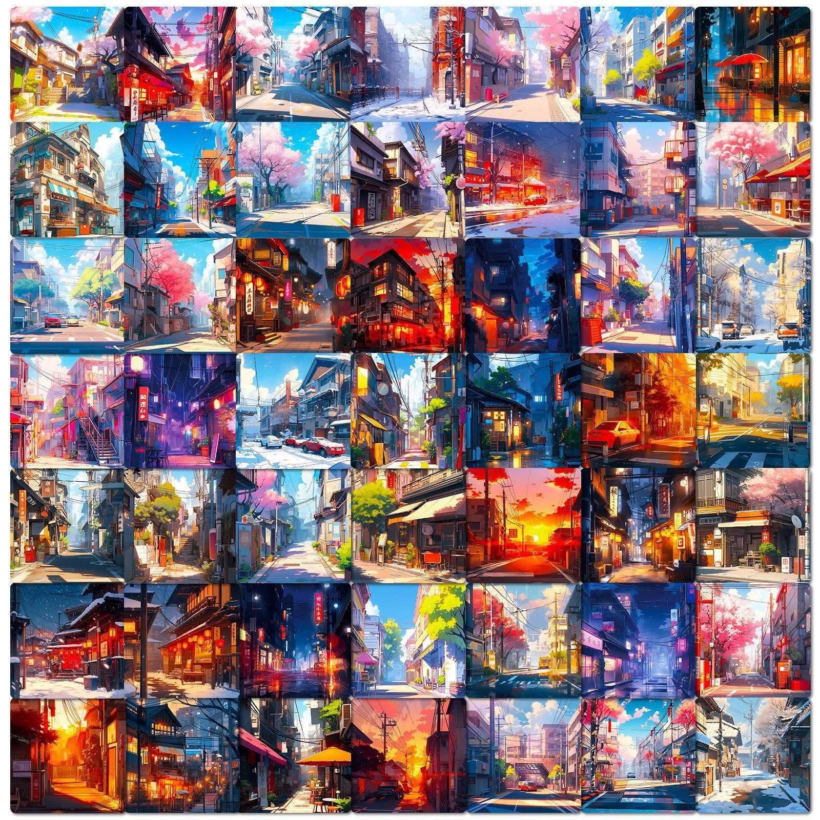 50Pcs Beautiful Street Scene Stickers Landscape Street View Daily Artistic Lens Luggage Stickers Waterproof DIY Decoration for S