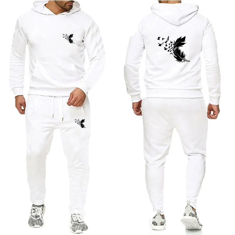 New silk men's set, fashionable autumn and spring sports suit, sports shirt, sports pants, men's clothing two-piece set
