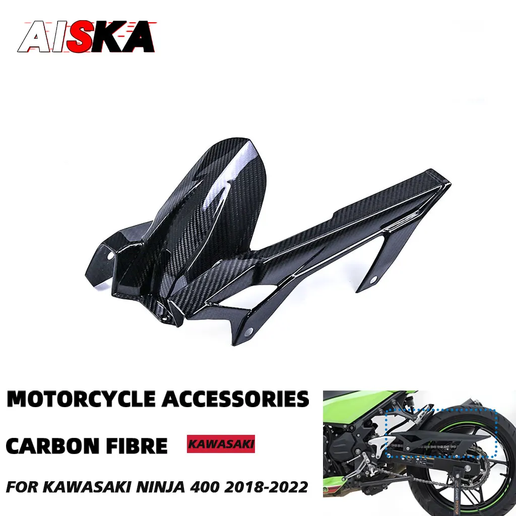 

100% 3K Carbon Fiber Motorcycle Accessories Rear Fender Mudguard Fairing Kits For Kawasaki Ninja 400 2018 2019 2020 2021 2022