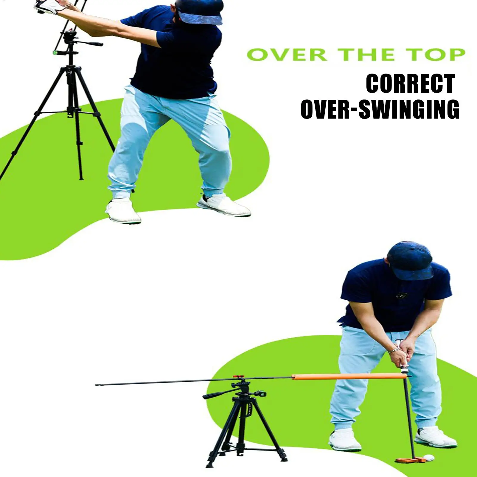 

Учебное пособие по гольфу, регулируемое на 360 градусов, профессиональные палочки для выравнивания, штатив, подставка, держатель для смартфона, учебное пособие для улицы