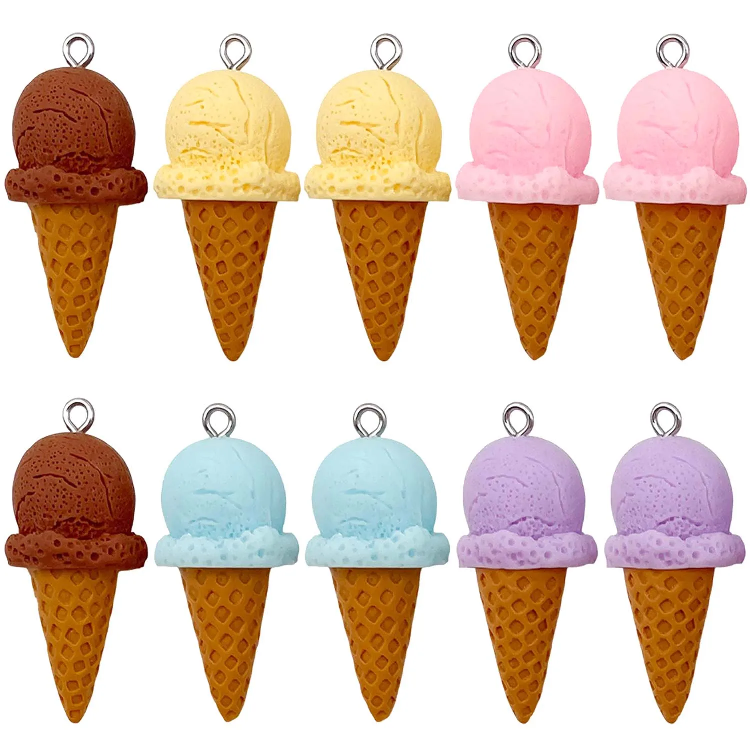 10 pièces 17*37mm coloré résine cône de crème glacée breloques Dessert pendentifs pour bracelet à bricoler soi-même collier boucles d'oreilles fabrication de bijoux accessoire