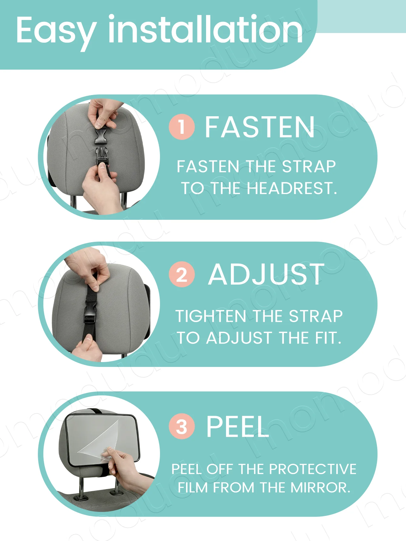 Picture 5: M-Size Adjustable Wide-Angle Car Seat Mirror, Headrest Mount Safety Monitor for Rear-Facing Baby & Child