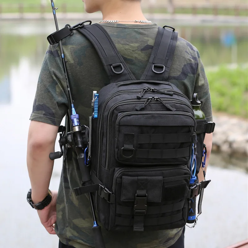 

1000D Cordura New Tactical Fishing Backpack Outdoor Sports Gear with Rod Holder