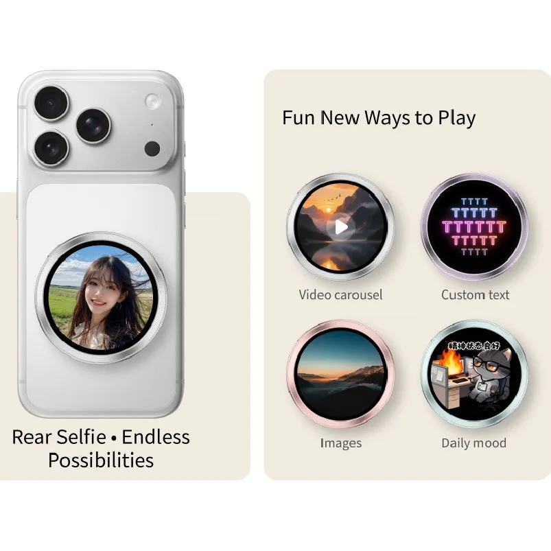 High-end Amoled Screen E-Badge Real-time Photo Sharing Smartphone Auxiliary Screen 17 Games Shaking to Switch Images
