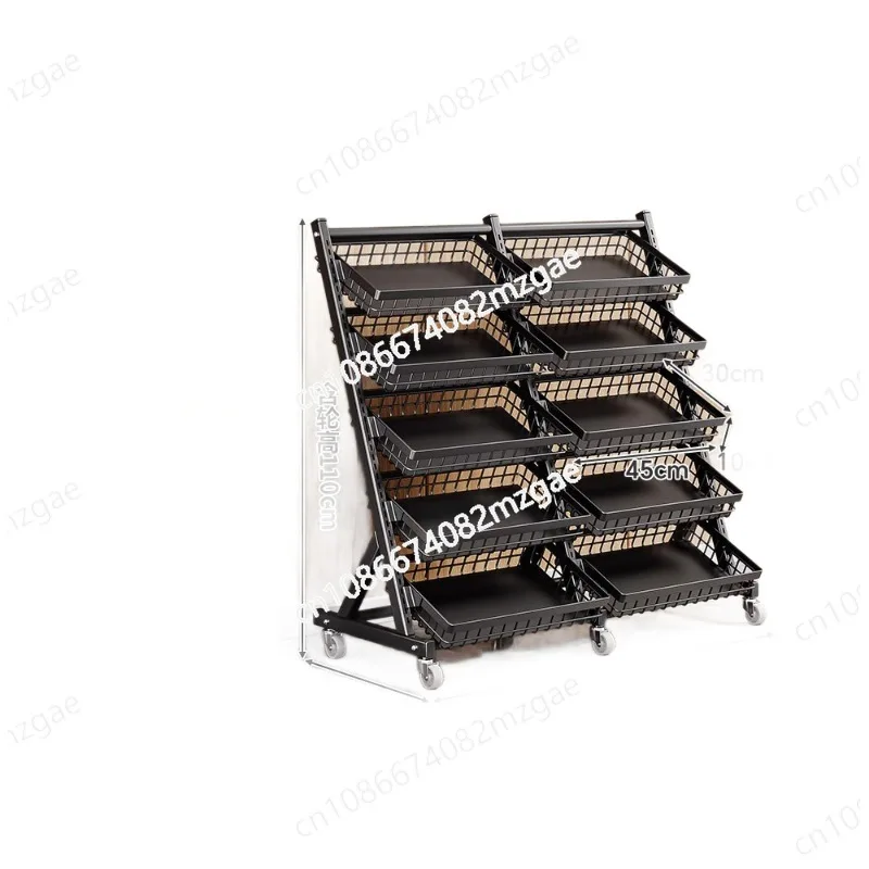 Supermarket fresh fruit and vegetable shelves Floor-to-ceiling mobile snack display shelves Fruit store vegetable diagonal