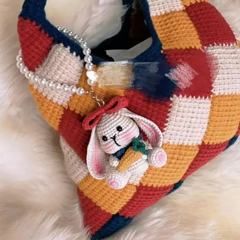 

Hanrted Long-Eared Rabbit Keychain DIY Crochet Boredom Buster for Men Faion Accories ex Hanging Ornament