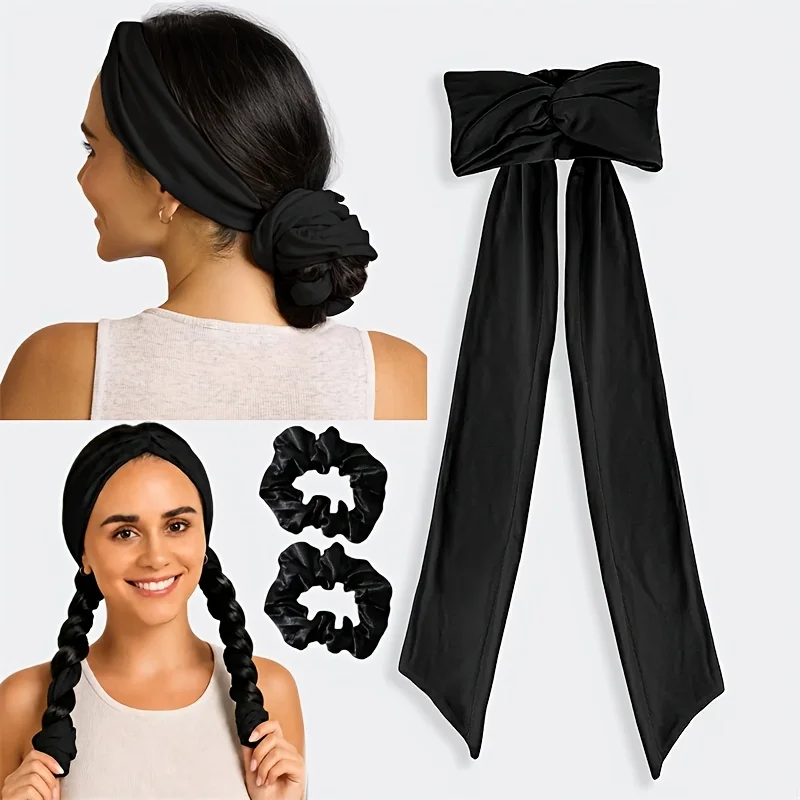 3pcs/set 2-In-1 Wearable No-Heat Curling Headband Specifications No-Heat Curling Headband Wave Perm And Yoga Headbands for Women