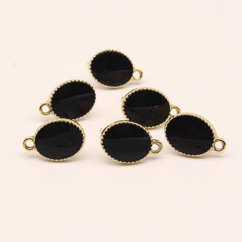 6szt Modne małe owalne czarne kolczyki wiszące Wisiorek Charms Diy Akcesoria Kobiety Dangle Earring Arete Jewelry Make C300