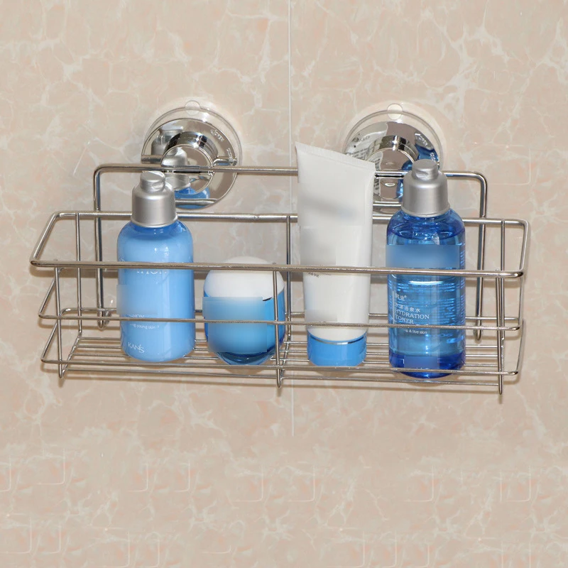 Pressurized Viscous Punch-Free Storage Rack Stainless Steel Holder Kitchen Bottle Can Basket Bathroom Shampoo Sponge Organize