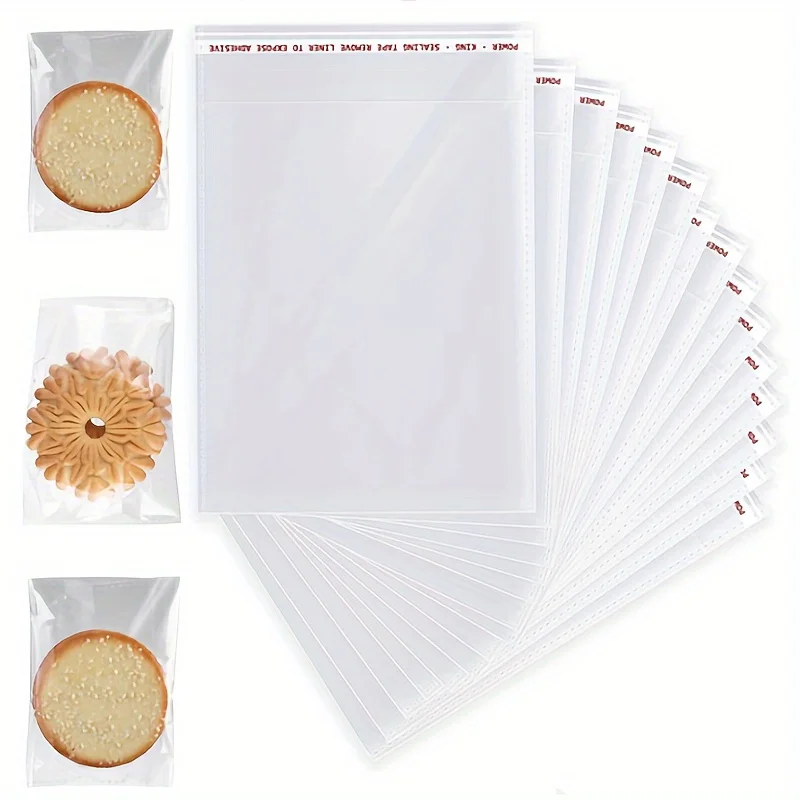 100pcs Transparent Self-closing Opp Plastic Bag Jewelry Gift Packaging Self-adhesive Biscuit Candy Packaging Bags