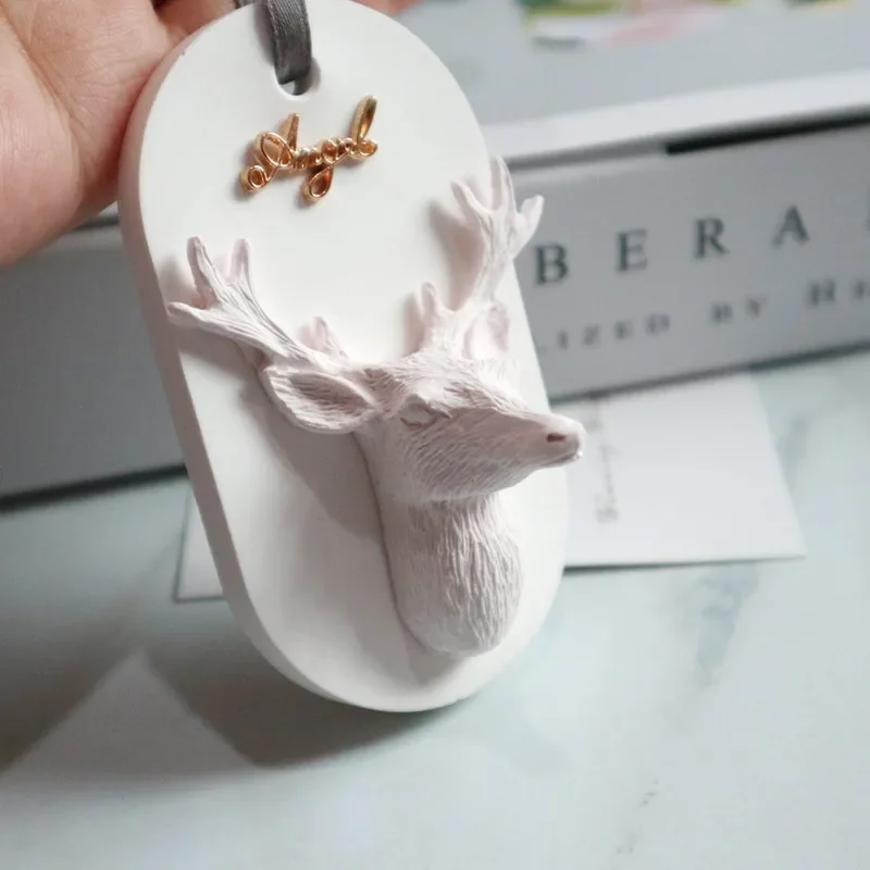 Aromatherapy Car Hanging Diy Mold Deer Head Silicone Mold Antler Aromatherapy Plaster Mold Christmas Elk Fragrance Stone