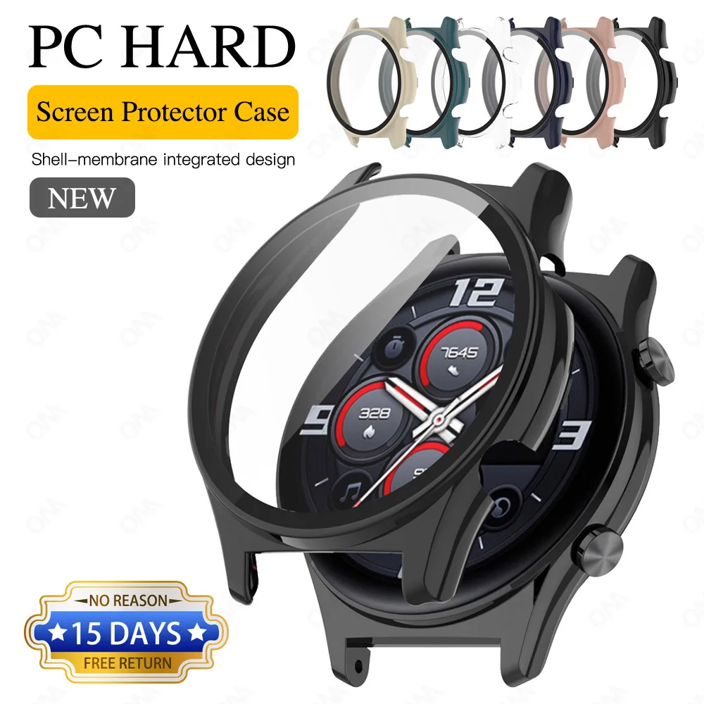 PC เคสป้องกันหน้าจอแบบแข็งสำหรับ Huawei Honor Watch GS3 GS 3ป้องกันรอยขีดข่วนพร้อมอุปกรณ์เสริมเคสกระจกนิรภัย