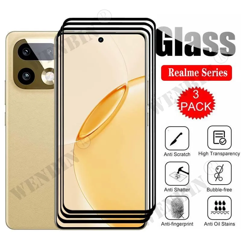

3 Pcs Tempered Glass For Realme 16 Pro Plus+ 15 Pro Screen Protector Full Protective Glass