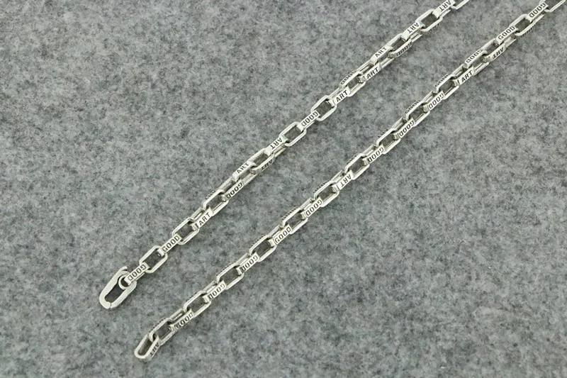 Collar de plata de ley S925 europeo y americano, cadena para parejas de hombres y mujeres, cadena con letras góticas, versátil Corea