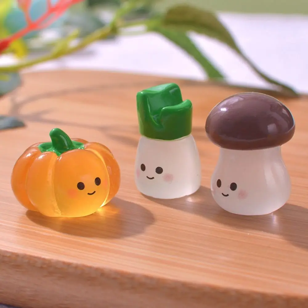 

Cute Simulation Luminous Vegetables Umpkin Mushroom Broccoli Tomato Vegetables Figurines Miniatures Realistic Mini