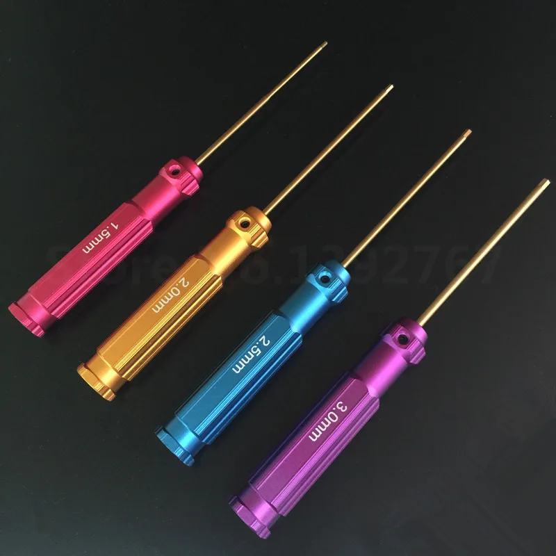 4 ชิ้น/เซ็ตชุดเครื่องมือ Hex Screw Driver 1.5 มม. 2.0 มม. 2.5 มม. 3.0 มม. สีสันความยาวรวม 174 มม. สําหรับรุ่น RC รถเฮลิคอปเตอร์