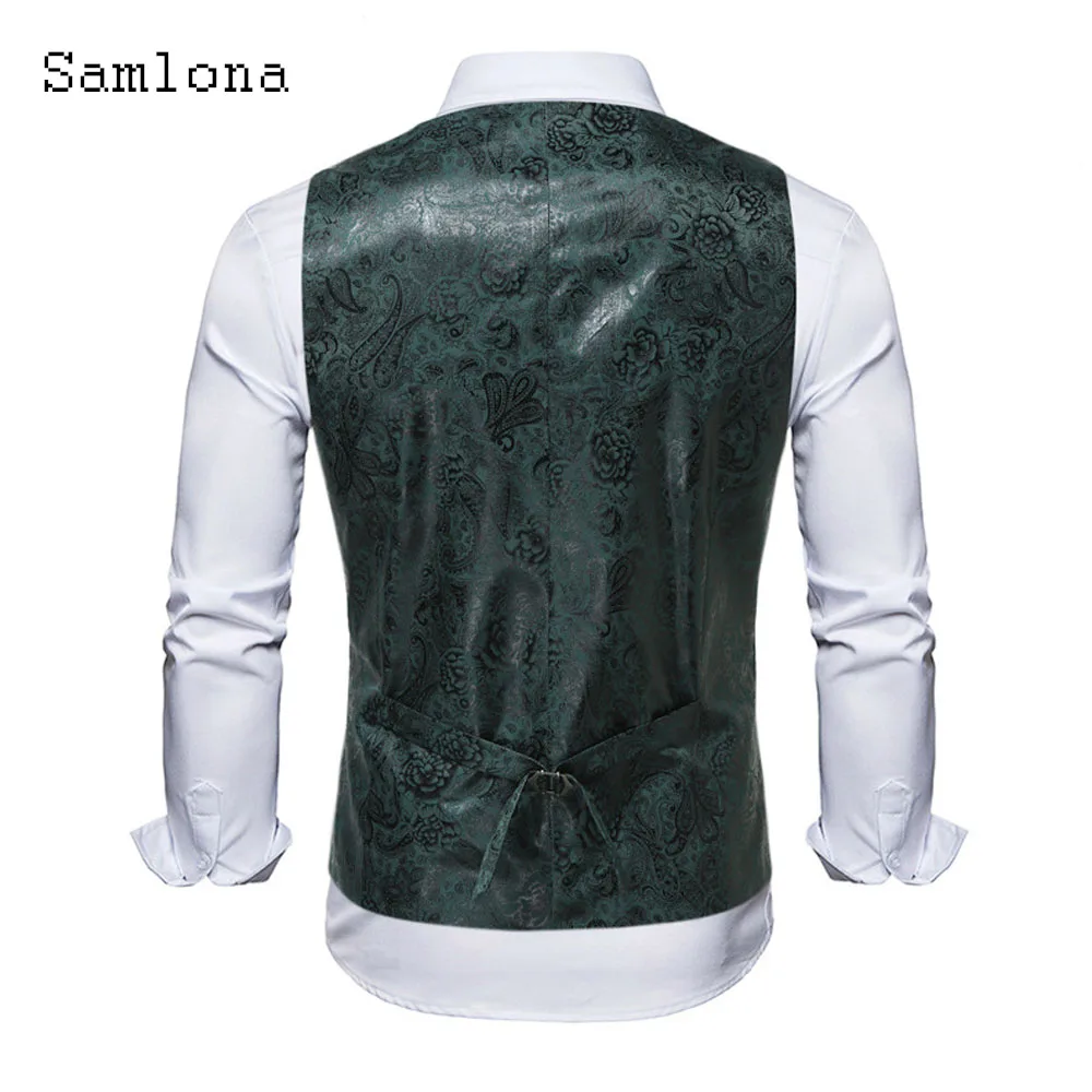 Plus Size Men Fashion Suits Vest Clothing 2023 Elegant Business Man Tank Tops Male Sleeveless Boho Flower Print Shirt Outerwear