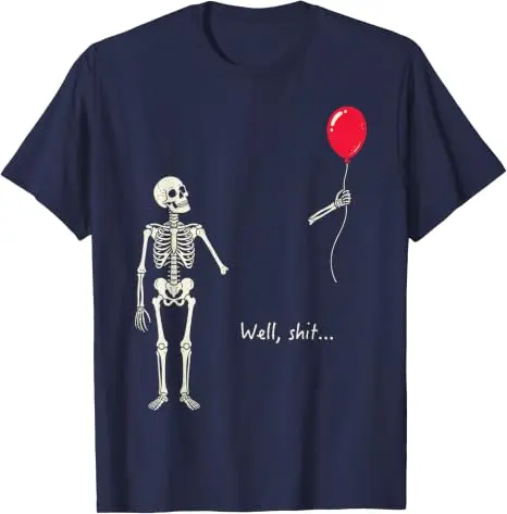 Y2k Gothic Skelett Halloween-Kostüm Humor Skelett Verlorener Ballon Scheiße Lustiges Sprichwort Zitat Herren Damen T-Shirt FSkeleton Tees – Detail 14