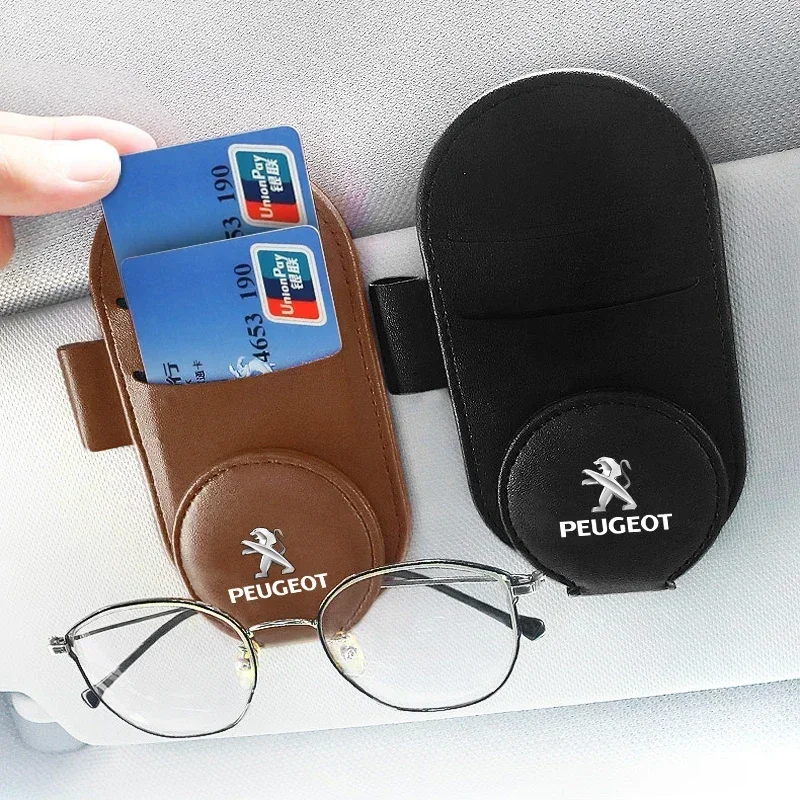 Car Leather Glasses Clip Sun Visor Multi-function Sunglasses Clip for Peugeot BB1 HX1 Partner 3008 4008 4007 Wheel Center Caps