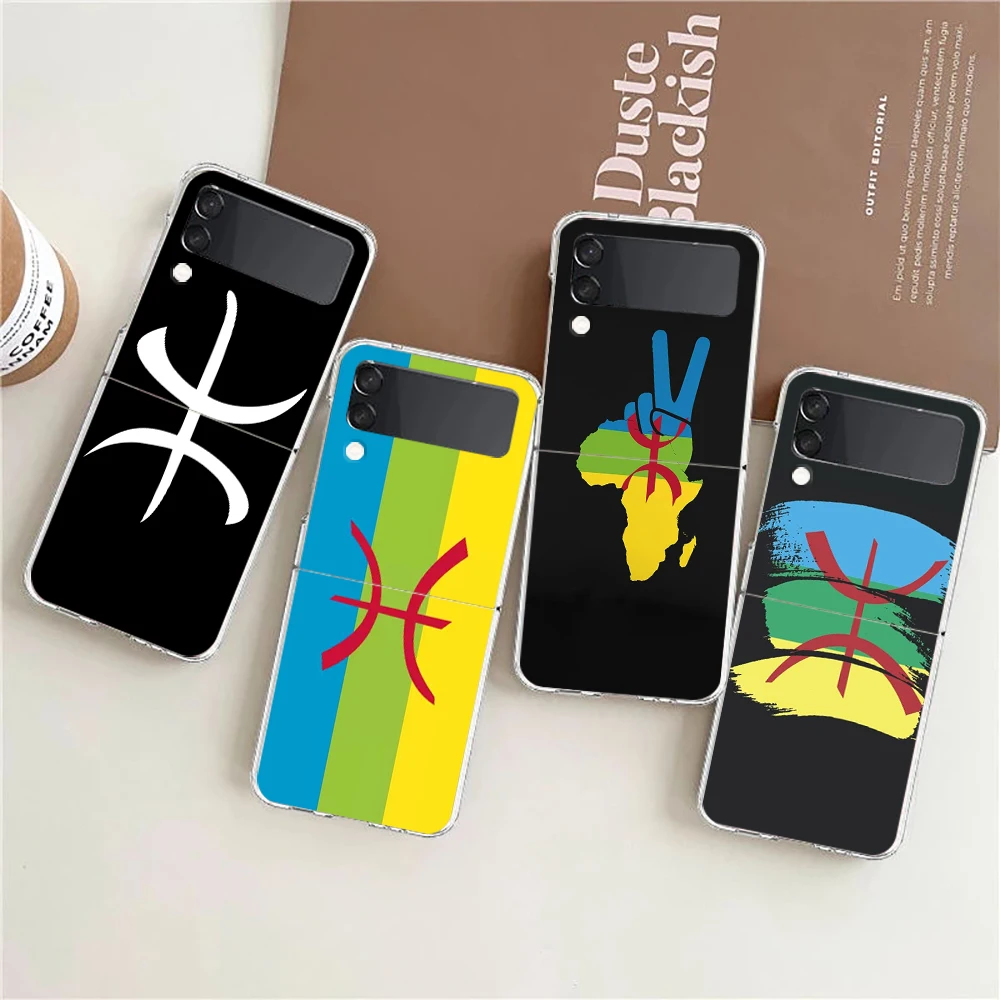 Amazigh Berber Flag Hard PC Phone Case For Samsung Galaxy Z Flip 5 4 3 Transparent Cover For Galaxy Z Flip 6 Foldable Shockproof