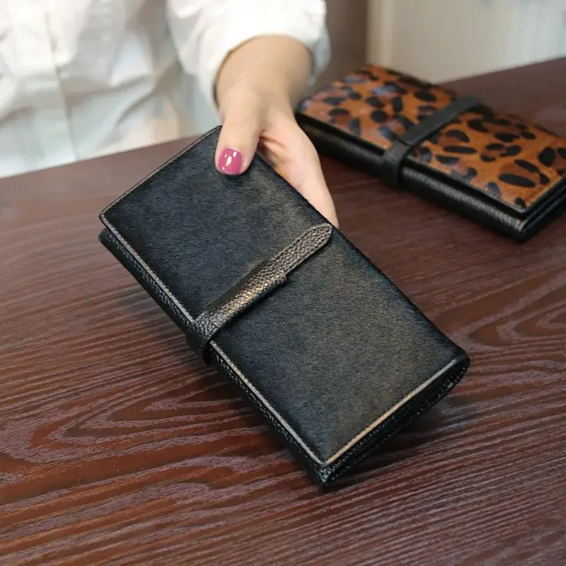 

New Fashion Cow Genuine Leather Women Long Wallets Real Leather Female Luxury Brand Designer Leopard Clutch Girl Gift Cash Purse