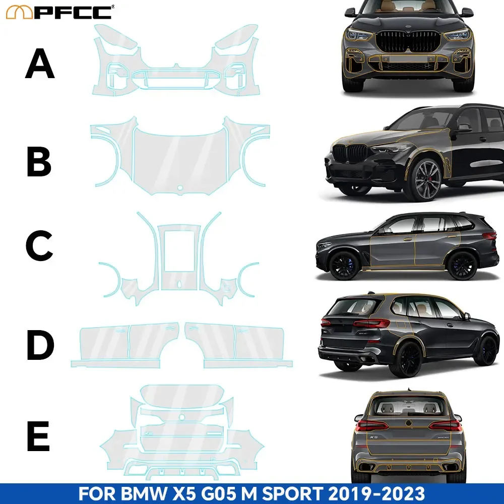 

TPU Protection Film For BMW X5 G05 M SPORT 2019-2023 Front Rear Headlights Trunk Self Healing Invisible Transparent Body Sticker