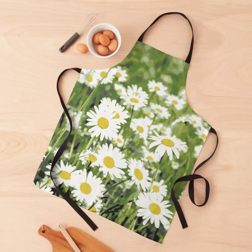 

White Daisey Flower Field - White Daisey Apron Woman Kitchen Hairdressing Hairdresser Accessories Nursing Apron