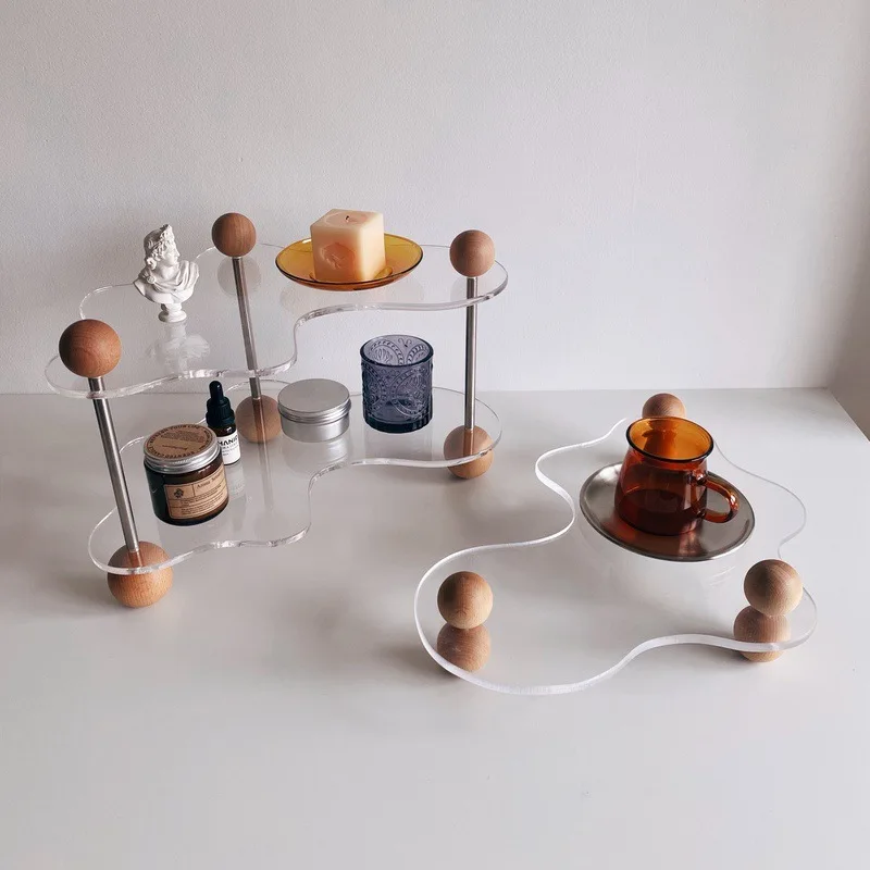 

Acrylic Wave Form Coaster Perfume Base Decorative Tabletop Cup Cosmetic Storage Ra Home Organization Living Room Decor