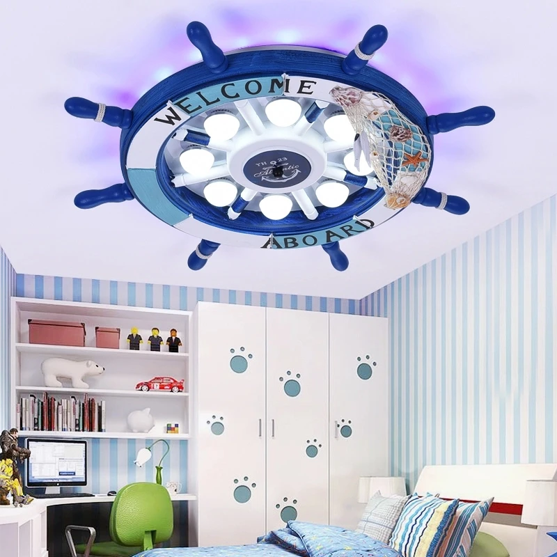 Fun Boat Wheel Ceiling Light Children Room Kids Bedroom Nursery Colored Ceiling Lights lights Lighting Children's Chandeliers