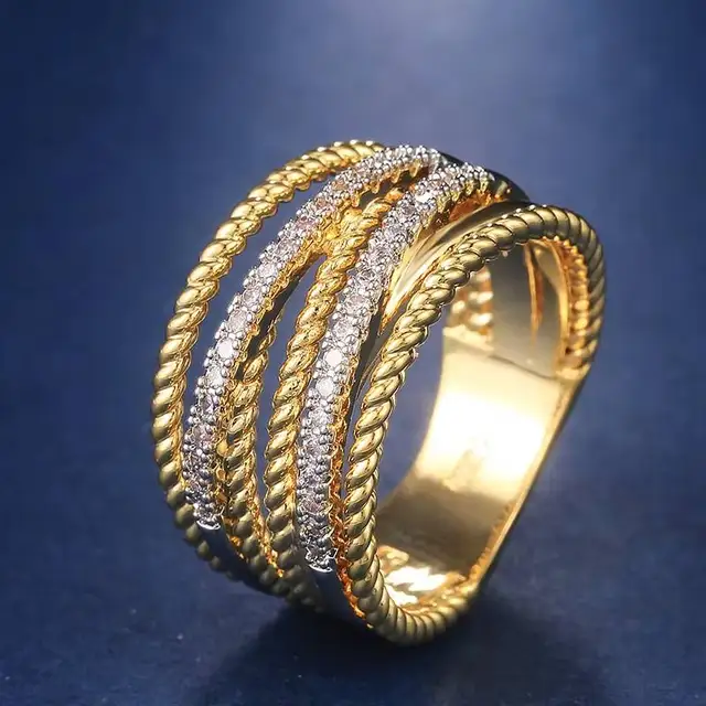 Huitan New Arrival Twist Cross Finger Ring dla kobiet Pierścionek rocznicowy Codziennie nadający się do noszenia Wszechstronne klasyczne pierścionki sznurkowe Drop Shipping
