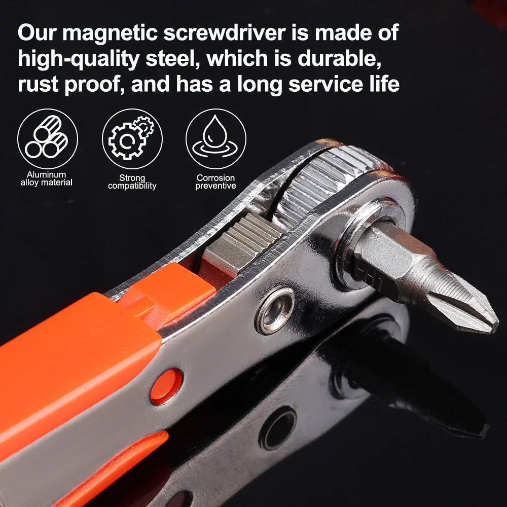 Hexagon Ratchet Spanner Mini Quick Release Socket Tool Household Handle Repair Wrench Screwdriver For Car Vehicle Multi Bits Set