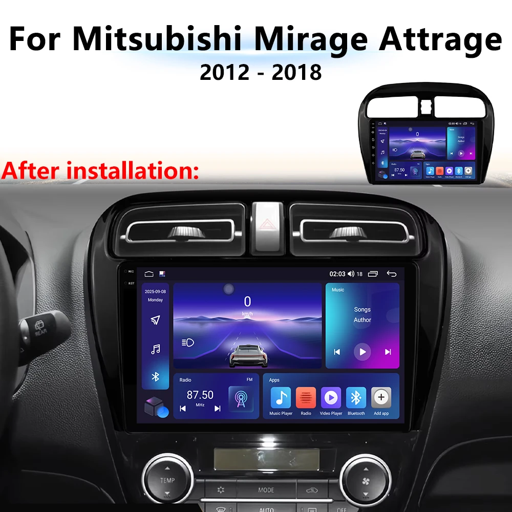 Android Car Radio For Mitsubishi Mirage Attrage 2012-2018 Space Star 2014 Carplay Gps Navigation Stereo Multimedia Bluetooth SWC