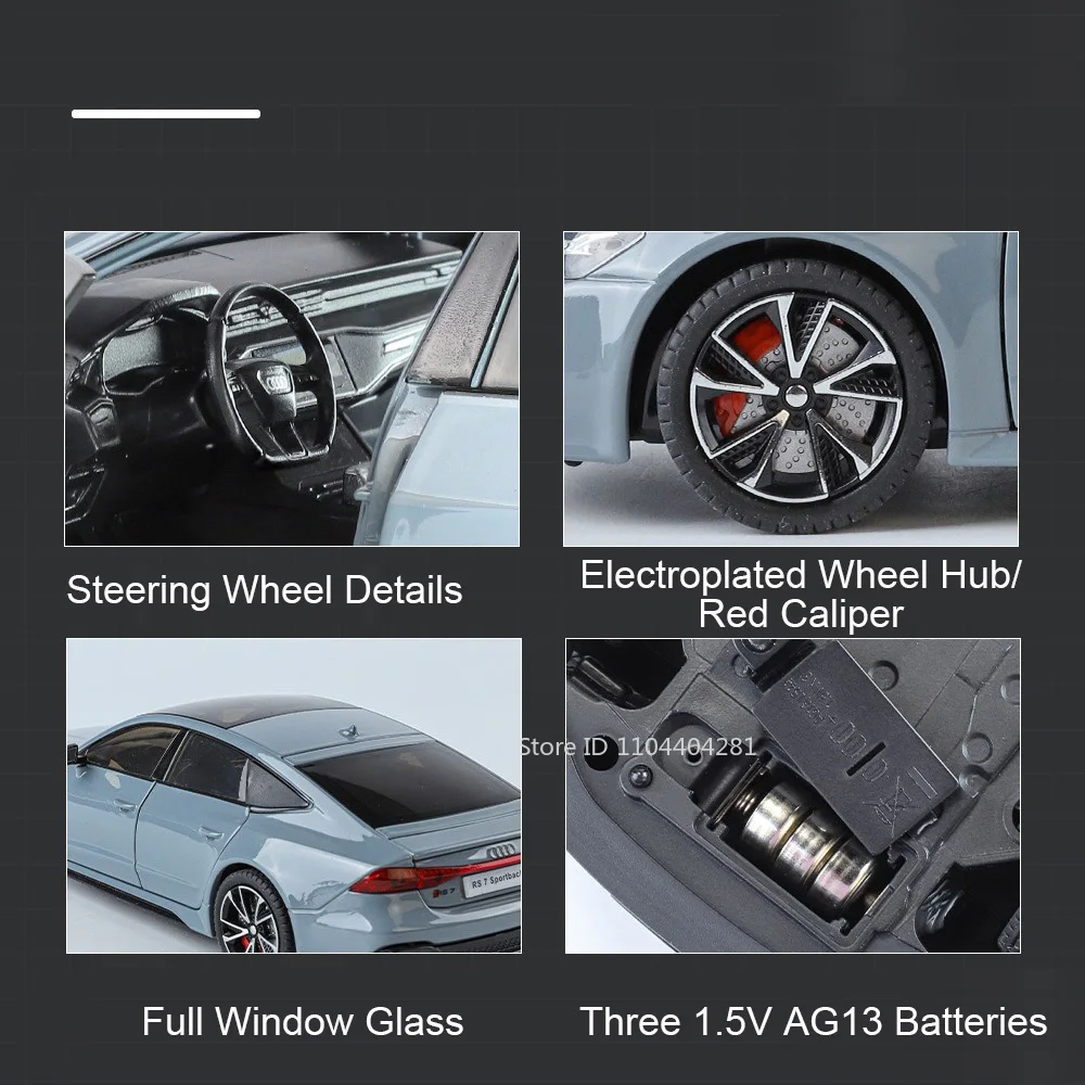 1:24 RS7 SPORTBACK سبيكة A7 نموذج اللعب دييكاست سيارة 6 أبواب مفتوحة ضوء الصوت التراجع سيارة مصغرة موضة ديكور المنزل هدية