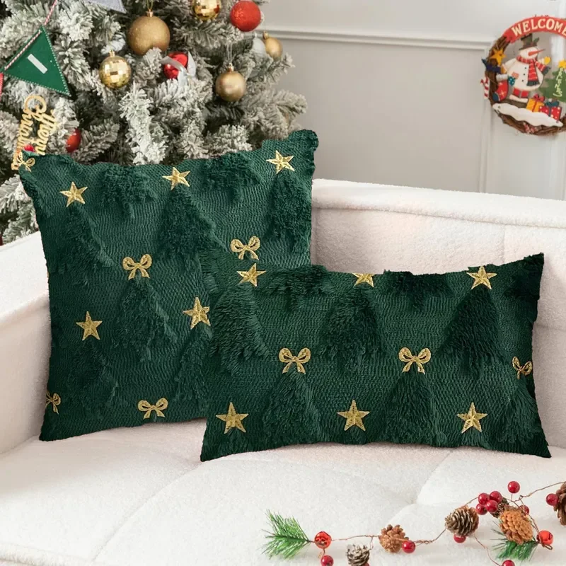 New Christmas tree pillow cover without core Amazon plush backrest pad home holiday creative sofa pillow